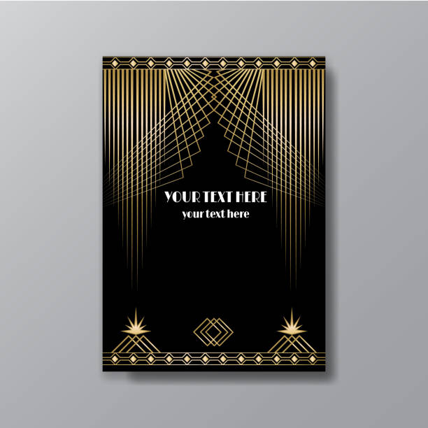 Art Deco Elegant Golden Black Page - Art Deco Elegant Golden Black Page Template Retro Style For Web And Print City And The Lights 