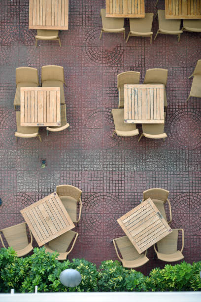 istock Street restaurant tables and chairs 1195452986