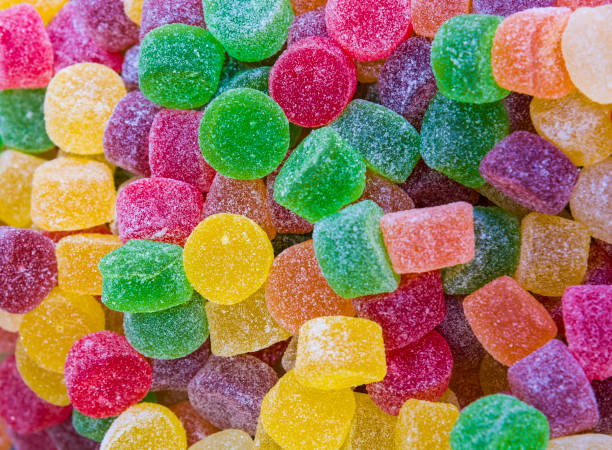 istock Assortment of sugar coated candy Colored jelly candies. 1195453076