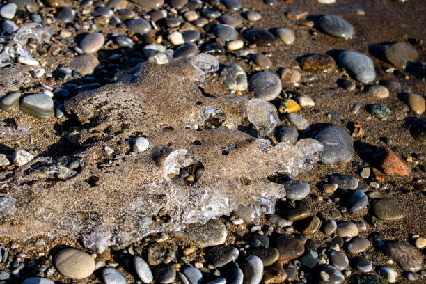 istock Frozen shapes from rocks in the winter 1195453718
