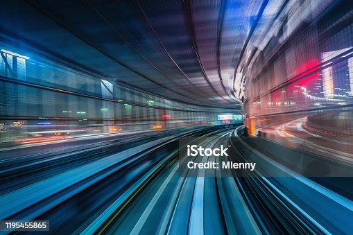 istock Tokyo Japan High Speed Train Tunnel Motion Blur Abstract 1195455865