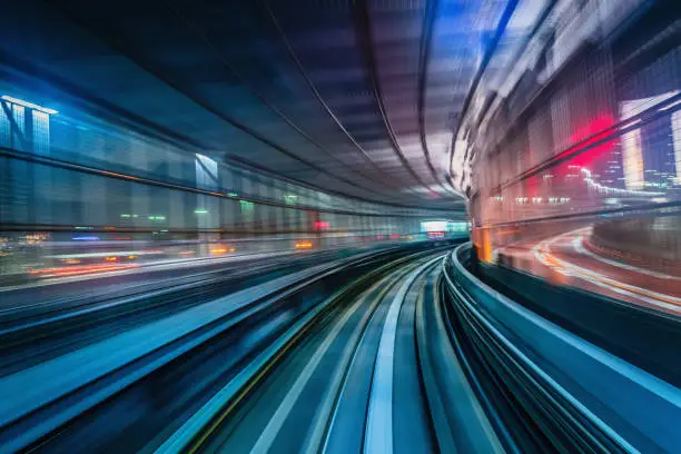 Photo of Tokyo Japan High Speed Train Tunnel Motion Blur Abstract