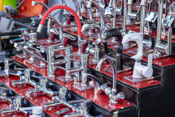 istock New taps for sale inside the store. 1195457569