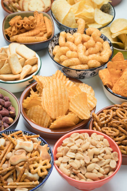 istock Salty snacks served as party food 1195457898