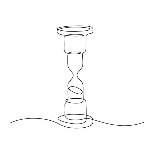 Hourglass Hourglass in continuous line art drawing style. Egg timer black linear sketch on white background. Vector illustration time drawings stock illustrations