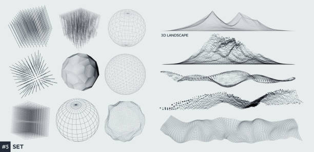 3d 요소 세트 - sphere symbol three dimensional shape abstract stock illustrations