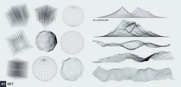 Vector illustration of Set of 3D Elements