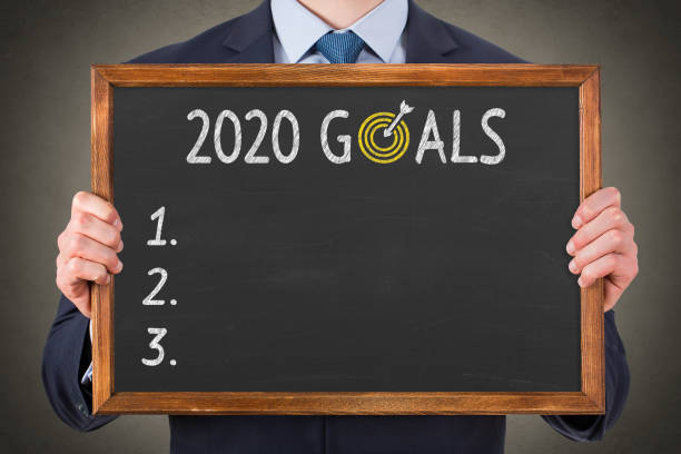 istock Human Hand Writing New Year 2020 Goals on Chalkboard Background 1195461062
