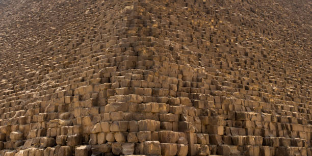 Khufu pyramid in Giza stone block texture