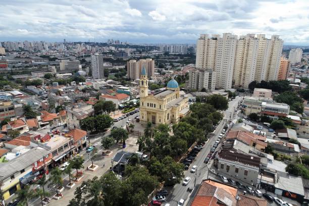 Aerial view of square and church of Freguesia do Ó's neighborhood, São Paulo, Brazil. Great landscape. Aerial view of square and church of Freguesia do Ó's neighborhood, São Paulo, Brazil. Great landscape. cristian stock pictures, royalty-free photos & images