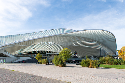 Liège-Guillemins railway station designed by architect Santiago Calatrava and completed in 2009.
