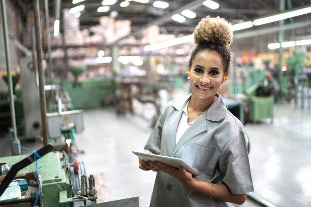 istock Portrait of a manager using digital tablet in a factory 1195472498
