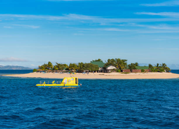istock Boat on the island, Fiji. Copy space for text. 1195473874