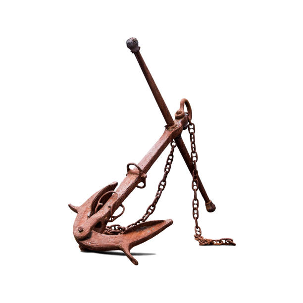 Old rusty ship anchor isolated on white background Old rusty ship anchor isolated on white background stock photo anchor chain stock pictures, royalty-free photos & images