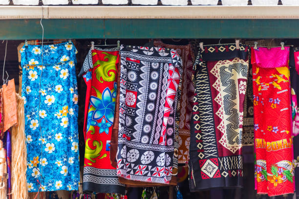 istock Multi-colored fabrics in the local market, Fiji. 1195474836