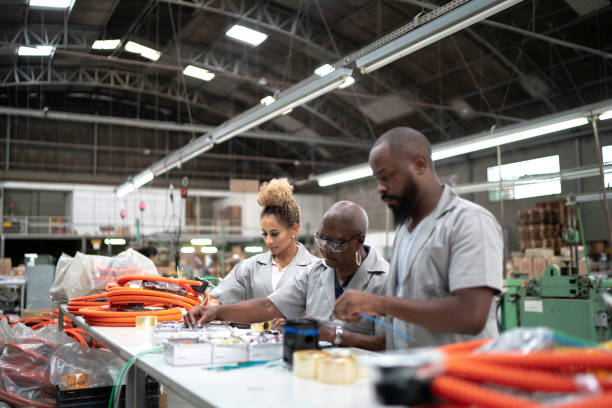 istock Team working together in a factory 1195478778