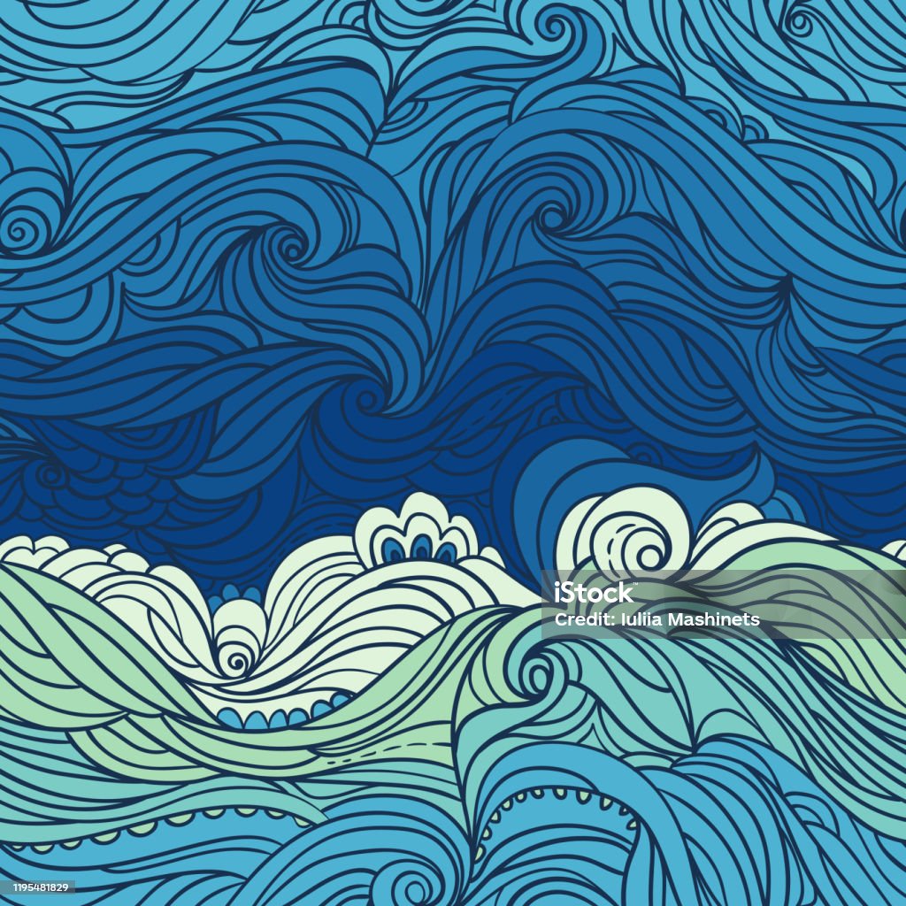Ocean Waves Pattern 2 Stock Illustration - Download Image Now ...