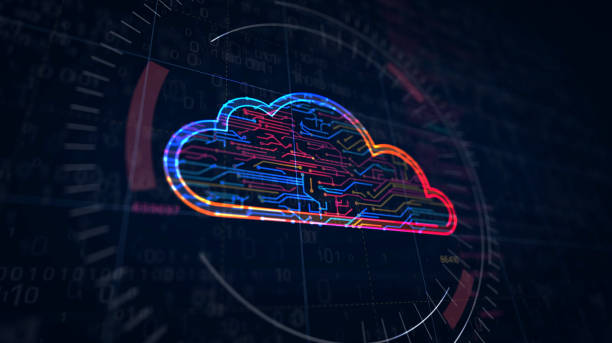 Shopping cart symbol futuristic sketch Cyber cloud symbol project creating. Abstract concept of data storage, database, computing, servers, archive and documents safety 3d illustration. Drawing digital scheme line of futuristic idea. business abstract stock pictures, royalty-free photos & images