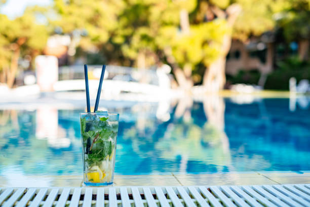 istock Mojito Cocktail Glasses at Pool 1195483753