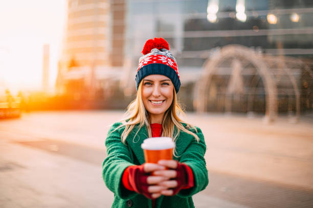 istock Cute Urban Woman Drinking Coffee in Cardboard Cup 1195486468