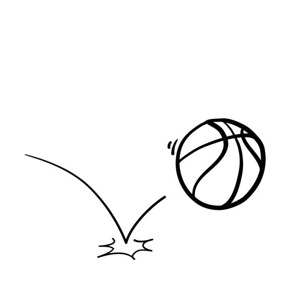 doodle basketball handgezeichnete illustration cartoon stil vektor - dribbling stock-grafiken, -clipart, -cartoons und -symbole