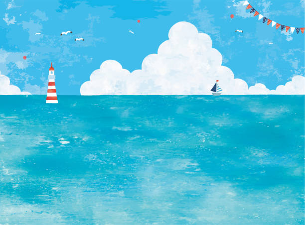 bildbanksillustrationer, clip art samt tecknat material och ikoner med summer ocean - yacht illustrationer