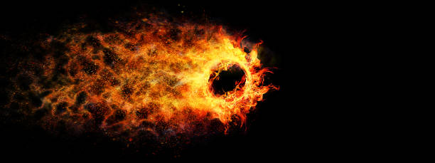 istock A ring of fire moving at a great speed in the dark 1195499637