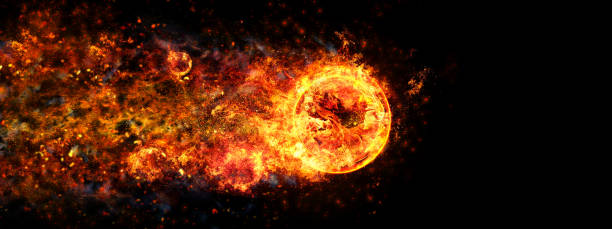 istock A ring of fire moving at a great speed in the dark 1195499645