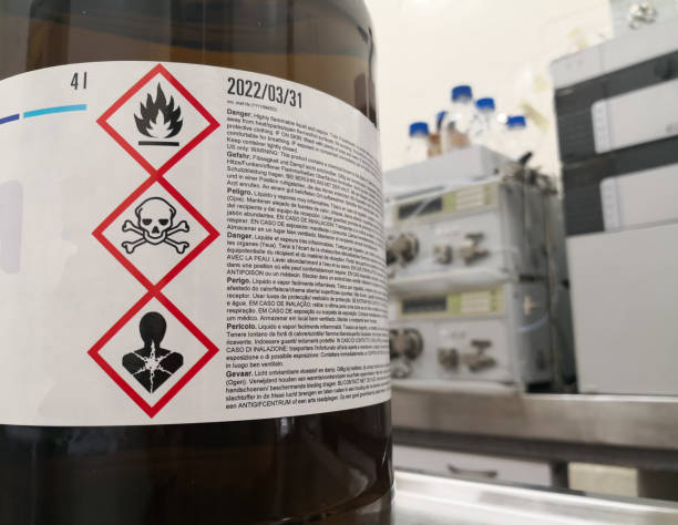 ghs z toksycznością, palnością i ostrzeżeniami o śmierci. - toxic substance bottle danger chemical zdjęcia i obrazy z banku zdjęć