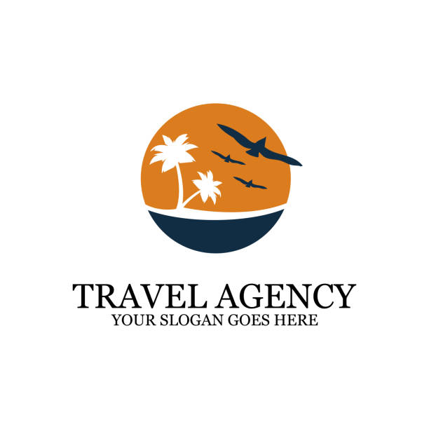 sunset Beach logo inspiration, travel logo designs sunset Beach logo inspiration, travel logo designs tourism logo stock illustrations