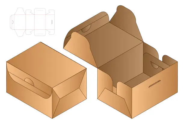 Vector illustration of Box packaging die cut template design. 3d mock-up