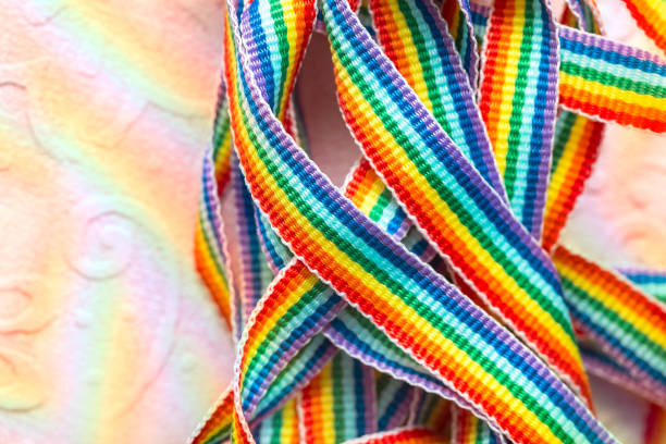 istock Rainbow symbol, colorful ribbons macro photo 1195509738