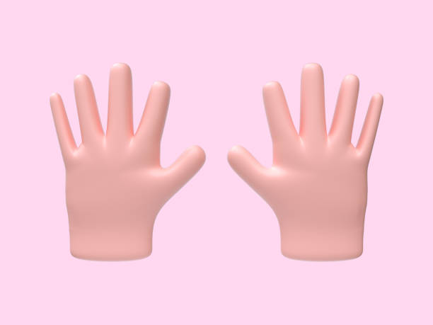 istock cartoon hand abstract sing/symbol pink background 3d rendering 1195510415