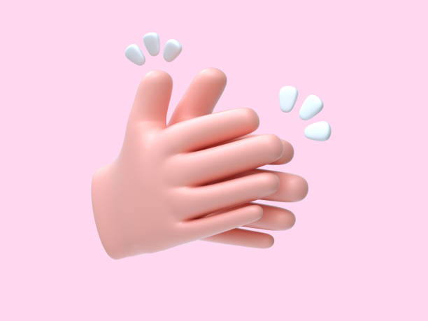 istock cartoon hand abstract sing/symbol pink background 3d rendering 1195510438