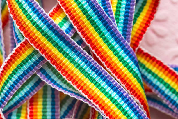 istock Rainbow symbol, colorful ribbons macro photo 1195512364