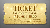 istock Golden ticket (tear-off coupon) with star magical background 1195514126