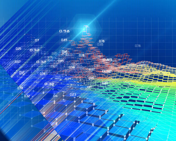 istock Abstract futuristic concept of predictive analysis. Big data. Quantum virtual cryptography. Business color visualization of artificial intelligence. 1195516709