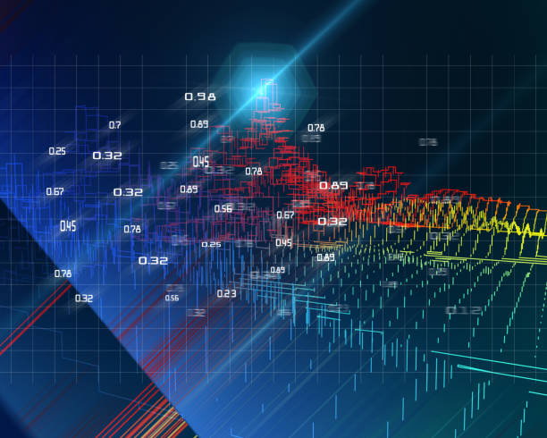 istock Abstract futuristic concept of predictive analysis. Big data. Quantum virtual cryptography. Business color visualization of artificial intelligence. 1195516710