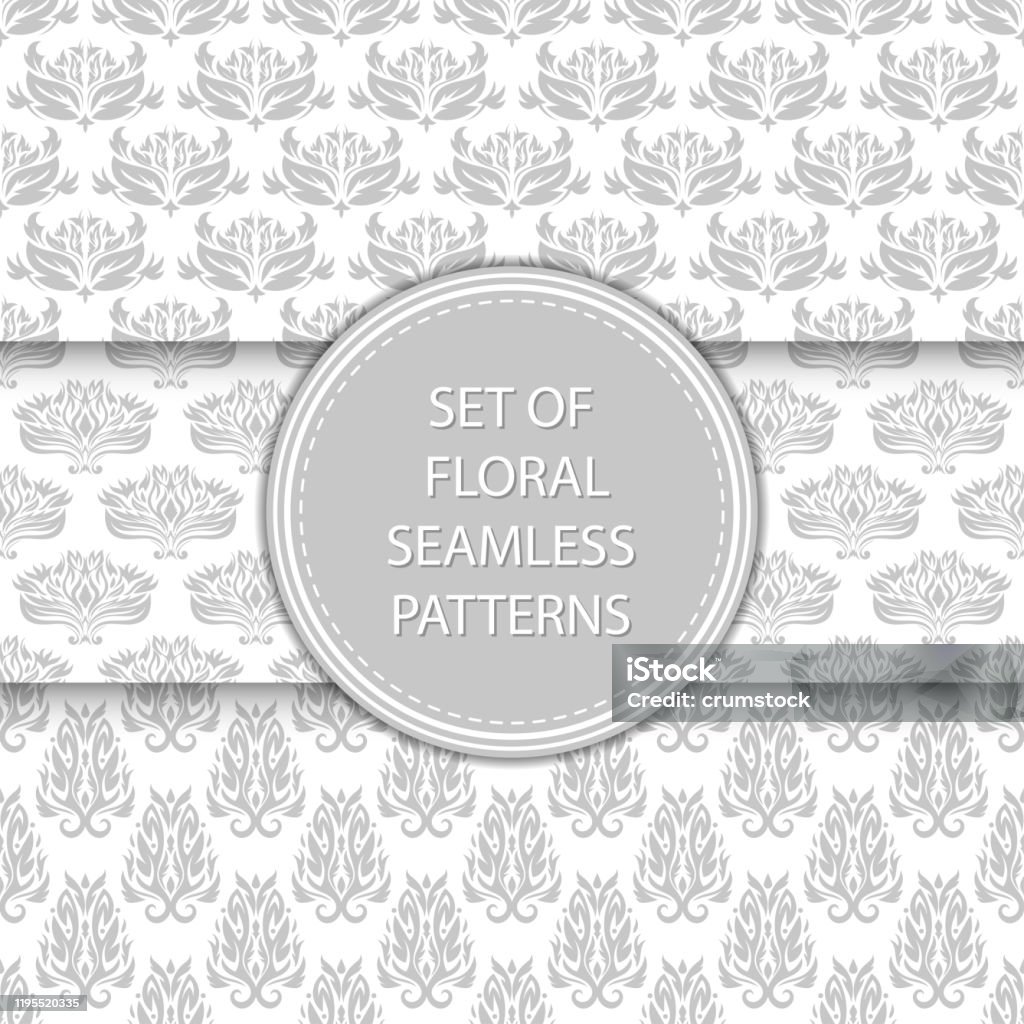 Gray Side Pattern Design Floral Seamless Patterns Compilation Gray Designs On White Backgrounds ...