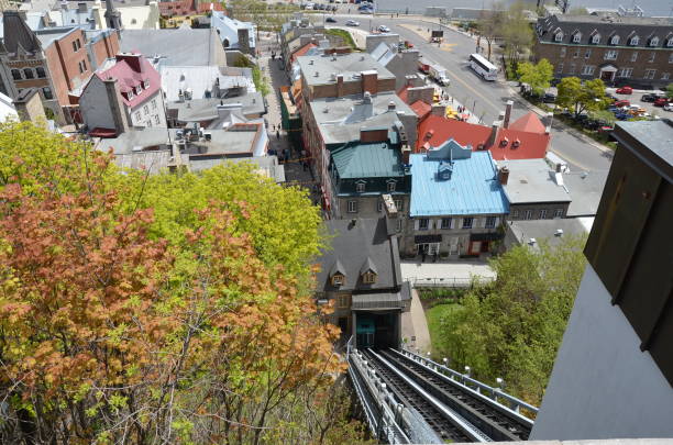 istock incline track in Quebec Canada and buildings 1195522083