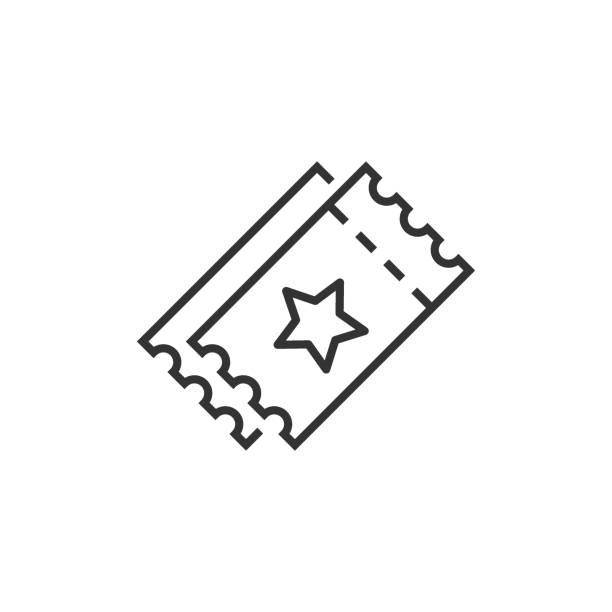 ilustraciones, imágenes clip art, dibujos animados e iconos de stock de icono de entrada de cine en estilo plano. admite una ilustración vectorial de entrada de cupón sobre fondo blanco aislado. concepto de negocio de entradas. - rifa