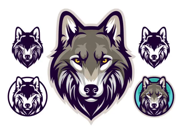 Vector illustration of Wolf head emblem
