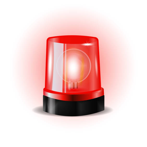 istock Red flashers Siren Vector. Realistic Object. Light Effect. Beacon For Police Cars Ambulance, Fire Trucks. Emergency Flashing Siren. 1195523261