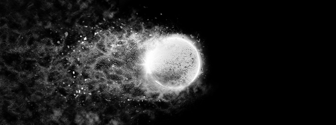 Particles splatter from abstract sphere