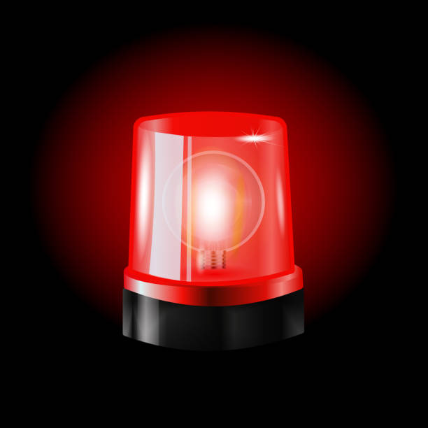 istock Red flashers Siren Vector. Realistic Object. Light Effect. Beacon For Police Cars Ambulance, Fire Trucks. Emergency Flashing Siren. 1195523564