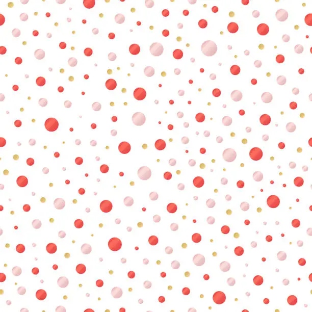 Vector illustration of Pea background. Beautiful backdrop with red, pink and a gold circles