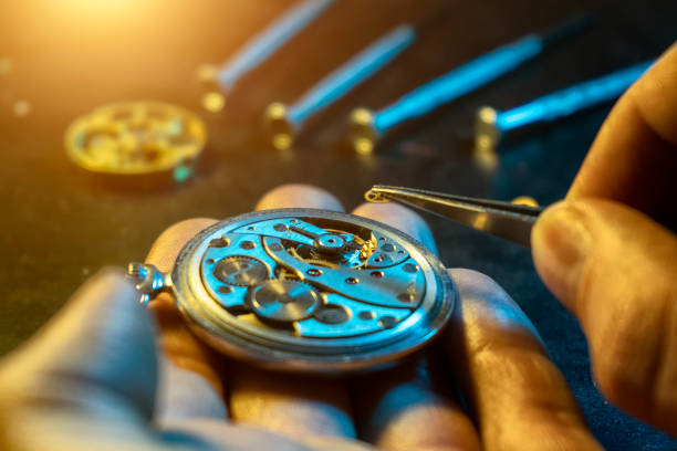 istock Watchmaker's workshop, mechanical watch repair 1195525621