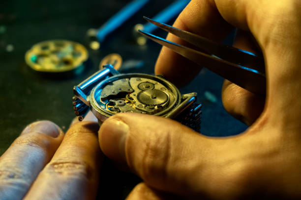 istock Watchmaker's workshop, mechanical watch repair 1195525647