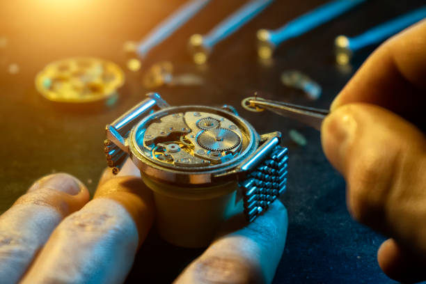 istock Watchmaker's workshop, mechanical watch repair 1195525648
