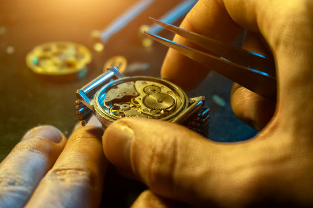 istock Watchmaker's workshop, mechanical watch repair 1195525683